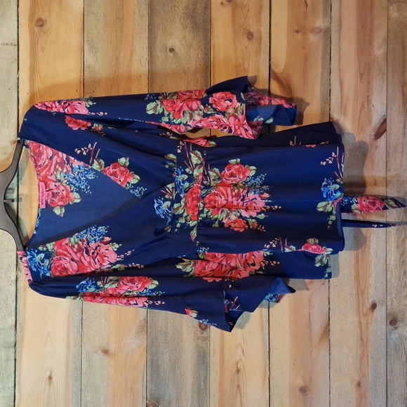 Betsey Johnson Tops - Betsey Johnson Blue And Red Floral Top